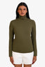 Wolford Olive Green Cotton Velvet Turtleneck Top Size M