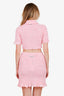 Miu Miu Pink Crinkled Cropped Blouse + Midi Skirt Set Size 38/40