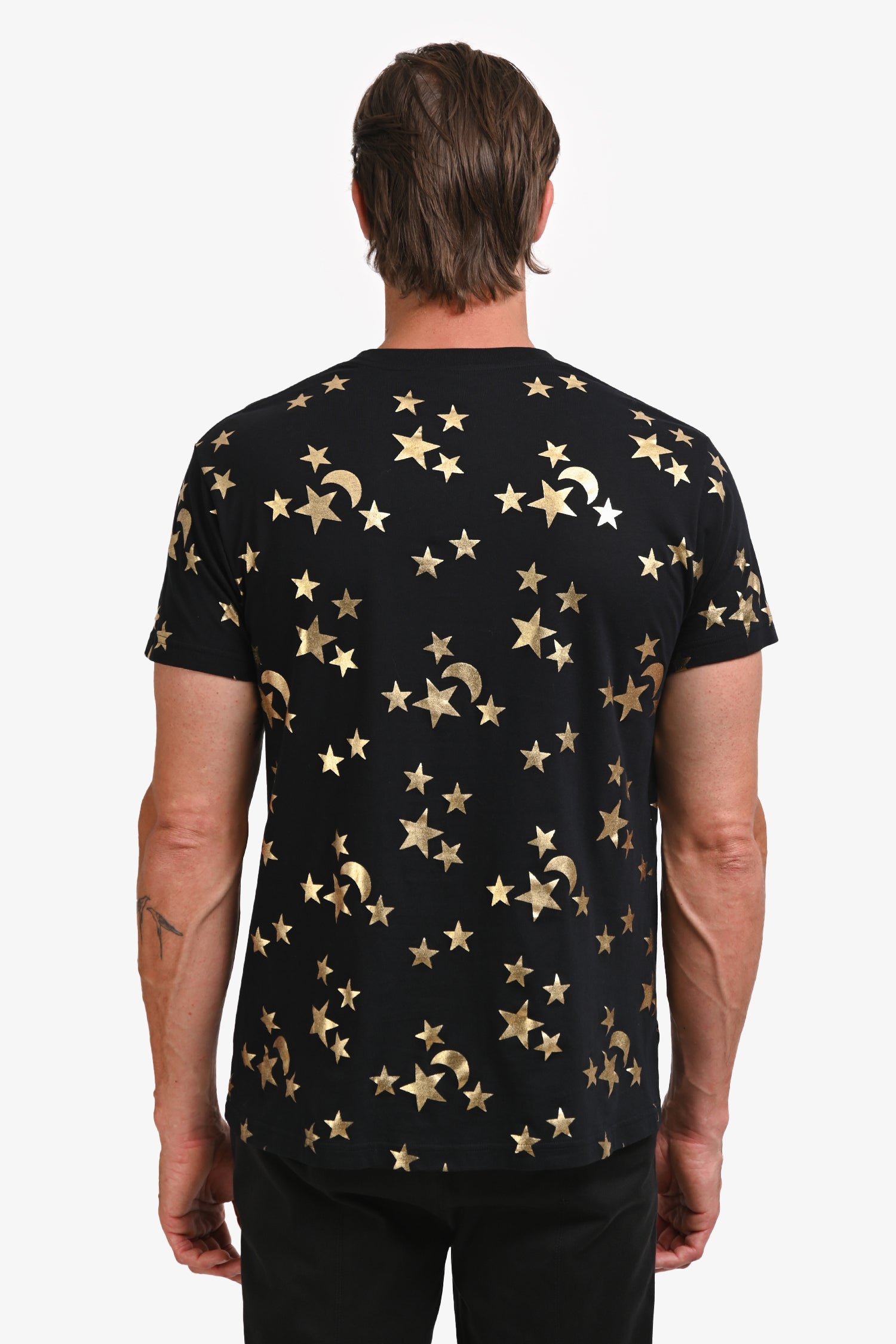 Gucci Black/Gold Logo Star Graphic Crew Neck T-Shirt Size M Mens