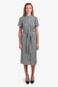 Equipment Femme White/Black Houndstooth Short Sleeve Dress Size S