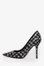 Christian Dior Black/White Embossed Python Leather Houndstooth Stiletto Heel Size 36.5
