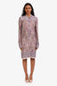 Isabel Marant Purple Multicolour Paisley Print Long Sleeve Collared Sheer Midi Dress Size 38