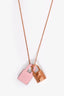 Hermès 2021 Rose Plated Pink Leather 'O'Kelly' Pendant Necklace
