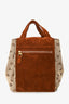Max Mara Brown Suede Canvas Logo Reversible Tote