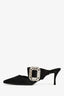 Roger Vivier Black Satin Crystal Buckle Heels Size 36