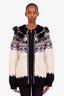 Prada Cream/Black Wool Alpaca Fair Isle Knit Zip-Up Coat Size 44