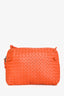Bottega Veneta Orange Leather Intrecciato Nodini Crossbody Bag