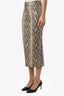Alexander Wang Beige/Black Goatskin Python Print Pencil Midi Skirt Size 2