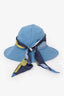Hermès Blue Cotton Bucket Hat Size 58 with Scarf