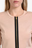 Gucci Blush Pink/Black Knit Front Zip Short Sleeve Mini Dress Size L