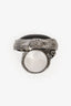 Saint Laurent Silver Tone/Black Arty Cocktail Ring Size 5