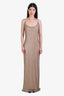 Mac Duggal Nude Beaded Spaghetti Strap Column Maxi Dress Size 10