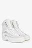 Pre-loved Chanel™ 2023 White Leather Crystal Embellished High Top 'Neige' Sneakers Size 37.5