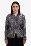 Versace Purple/Black Patterned Silk Button Down Top Size 40