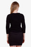 Prada Black Crepe Ruched Detail Long Sleeve Blouse Size 38