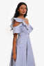 Self-Portrait White/Blue Striped Ruffle Midi Dress Size 2