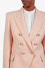 Balmain Peach Wool Cotton Double Breasted Blazer Jacket Size 40