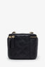 Pre-loved Chanel™ 2021 Black Quilted Lambskin Mini Vanity Case with Pearl Chain