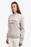Loewe Beige Wool 'Right On Time Loewe' Logo Crewneck Long Sleeve Sweater Size S