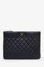 Pre-loved Chanel™ 2016 Black Lambskin Mademoiselle Leather Clutch Bag