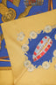 Hermès Blue/Yellow Silk Les Tambours Scarf Size 90cm