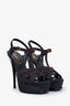 Saint Laurent Blue Denim Open Toe Platform Heels Size 38