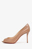 Christian Louboutin Nude Patent Leather Peep Toe 85mm Heels Size 41