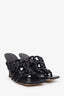 Bottega Veneta Black Braided Stretch Mule Heeled Sandals Size 36.5