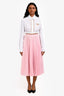 Prada 2022 Pink Silk Blend Pleated Skirt with Slip Size 38