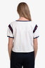 Celine White/Navy/Red Logo Printed Short Sleeve T-shirt Size L