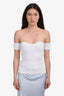Helmut Lang White Knit Ribbed Off The Shoulder Top Size S with Tags