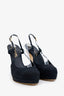 Pre-loved Chanel™ Black Suede Interlocking CC Logo Suede Slingback Pumps Size 37