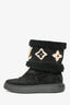Louis Vuitton Black Suede Shearling Monogram 'Snowdrop' Boots Size 39