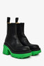 Bottega Veneta Black/Green Flash Chelsea Platform Boots Size 37.5