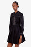 Miu Miu Black Cotton Embroidered Belted Mini Dress Size 38