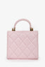 Pre-loved Chanel™ 2021 Baby Pink Lambskin Micro Top Handle On Chain