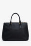 Prada Black Saffiano Leather Medium Double Zip Galleria Tote With Strap
