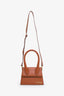 Jacquemus Brown Leather Le Chiquito Moyen Top Handle Bag with Strap