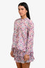 Isabel Marant Etoile Purple Floral Cotton Sheer Blouse Size 38