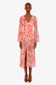 Cinq a Sept Pink/Orange Wrap Maxi Shawl Dress Size S