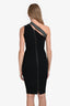 Victoria Beckham Black/Brown One-Shoulder Midi Dress Size 6