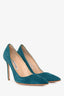 Manolo Blahnik Teal Suede Heels Size 38