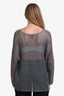 Eileen Fisher Grey Open Knit Wide Neck Sweater Size Medium