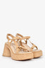 Cult Gaia Tan Raffia Chunky Block Heeled Erin Sandals Size 37
