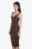 Majorelle Brown Leopard Print Ruched 'Tabitha' Midi Dress Size XS