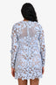 Self-Portrait Blue 3D Floral Long Sleeve Mini Dress Size 0 with Nude Slip