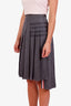 Thom Browne Grey Wool 4-Bar Stripe Pleated Midi Skirt Size 35