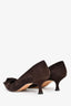 Manolo Blahnik Brown Suede Flower Appliqué Kitten Heel Size 39