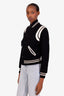 Saint Laurent Black Wool-Blend Varsity Teddy Jacket Size 36
