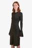 Frame Black/Gold Knit 'Godet Lurex' Bell Sleeve Dress Size M